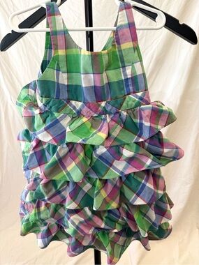 Ralph Lauren Girls Plaid Dress - Green, Blue & Pink